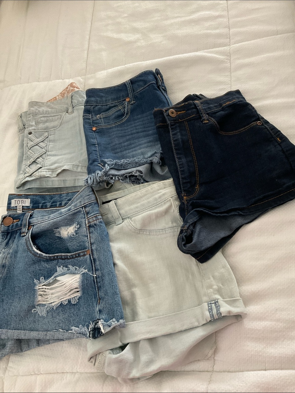 Set of 5 pc,Tobi,1822, Forever 21 Women's Shorts - Blue, denim washed, S-27,26